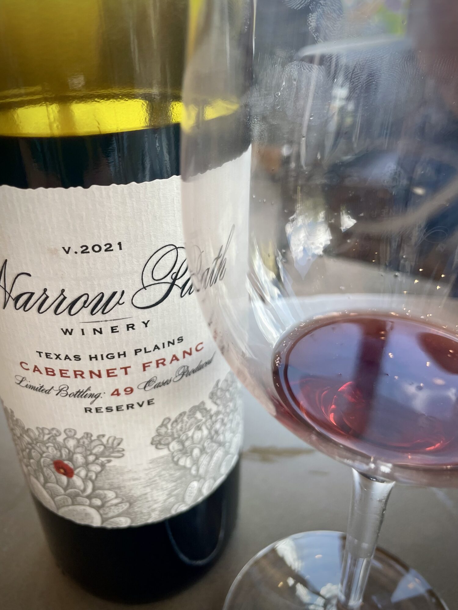 Plate 02 · The 2021 Cabernet Franc Reserve at Narrow Path — a 49-case run